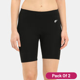 Envie Pack of 2 Hugged Fit Thigh Length Cycling Shorts - NVS5025 (Black)