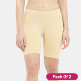 Envie Pack of 2 Hugged Fit Thigh Length Cycling Shorts - NVS5025 (Nude)