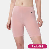 Envie Pack of 2 Hugged Fit Thigh Length Cycling Shorts - NVS5025 (Peach)