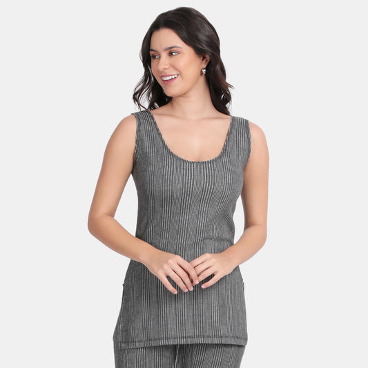 Envie Regular Fit Scoop Neck Thermal Tank Top - NVTHTM112 (Black)