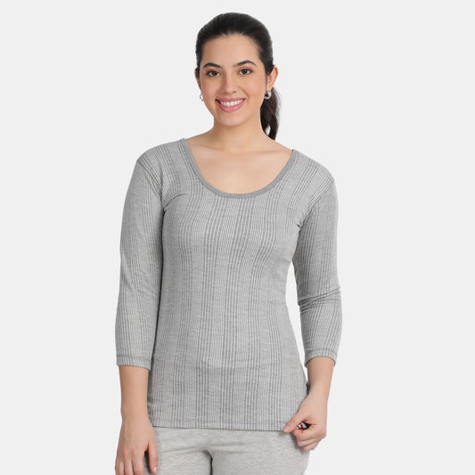 Envie Regular Fit 3/4th Sleeve Thermal Warmer - NVTHTM113 (Grey Melange)