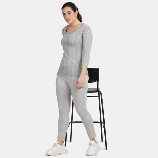 Envie Regular Fit 3/4th Sleeve Thermal Warmer - NVTHTM113 (Grey Melange)