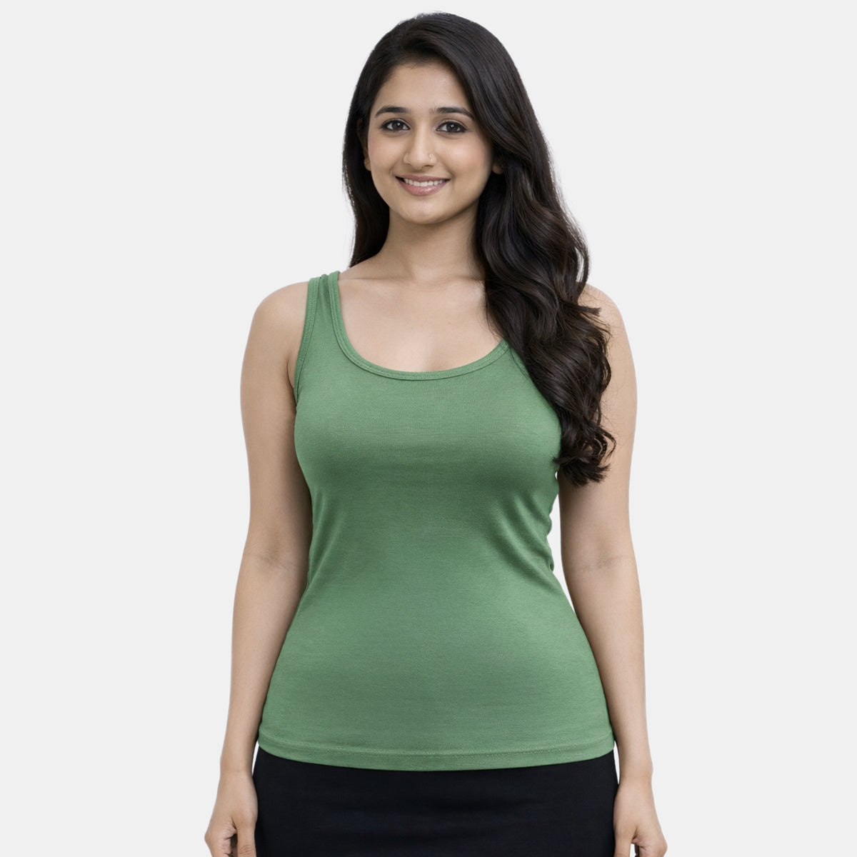 Envie Regular Fit U-Neck Short Length Tank Top - NVC3006 (Fair Green)