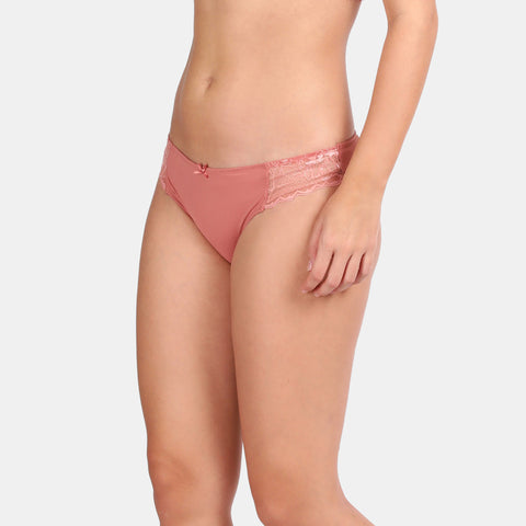 Envie Non-Padded Wired 3/4th Coverage T-Shirt Bra With Low Rise Half Rear Coverage Bikini - ST1132-2060(Mauve Mist)
