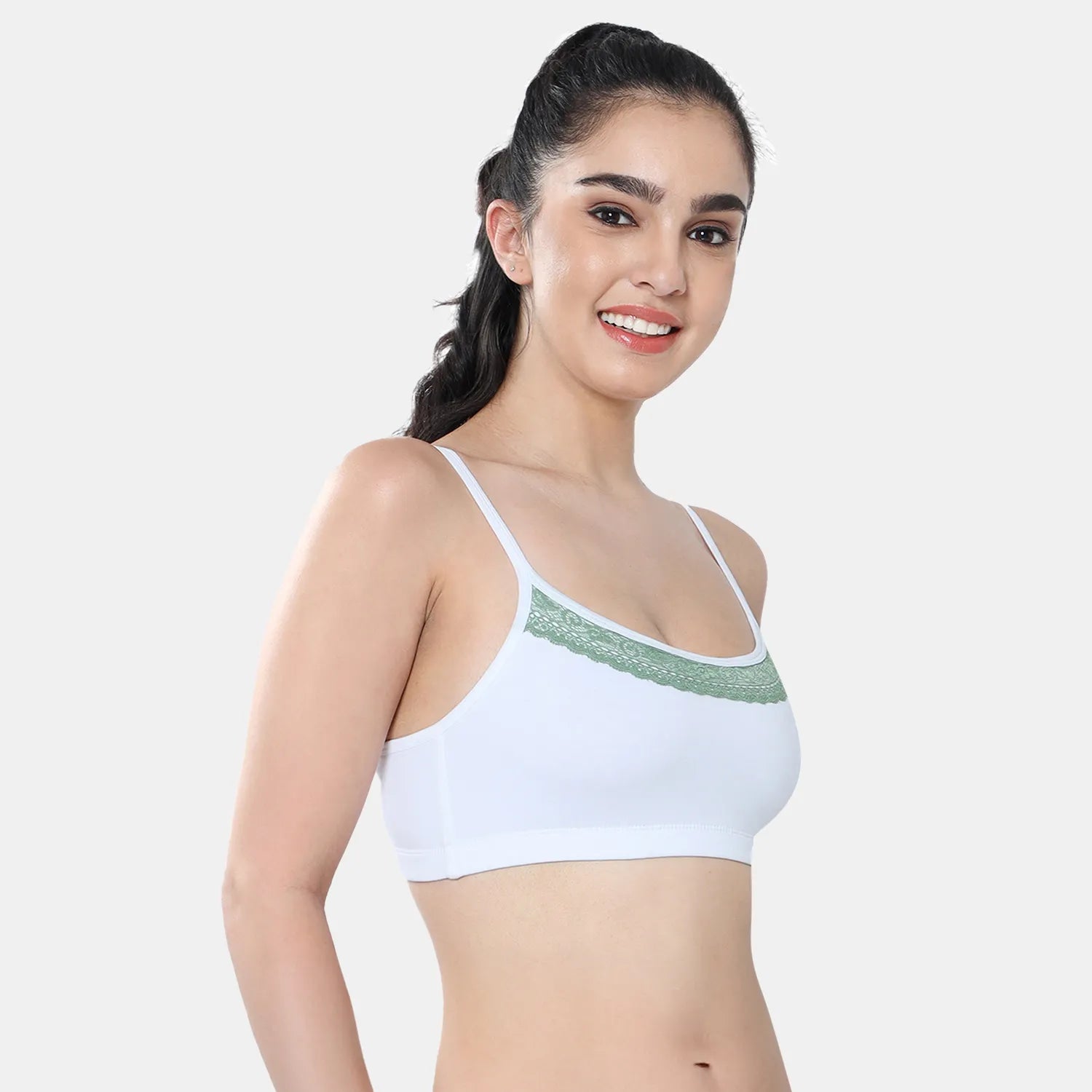Soft comfortable girls bra white Envie full coverage non wired non padded lightweight beginners bra for teens