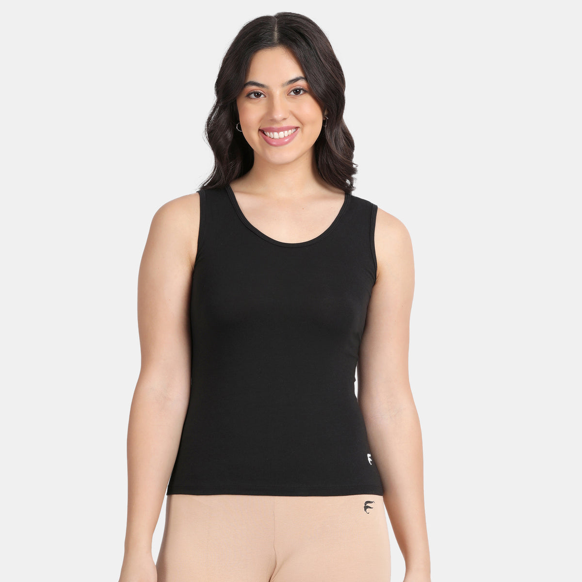 Envie Regular Fit U-Neck Short Length Tank Top - NVC3019 (Black)