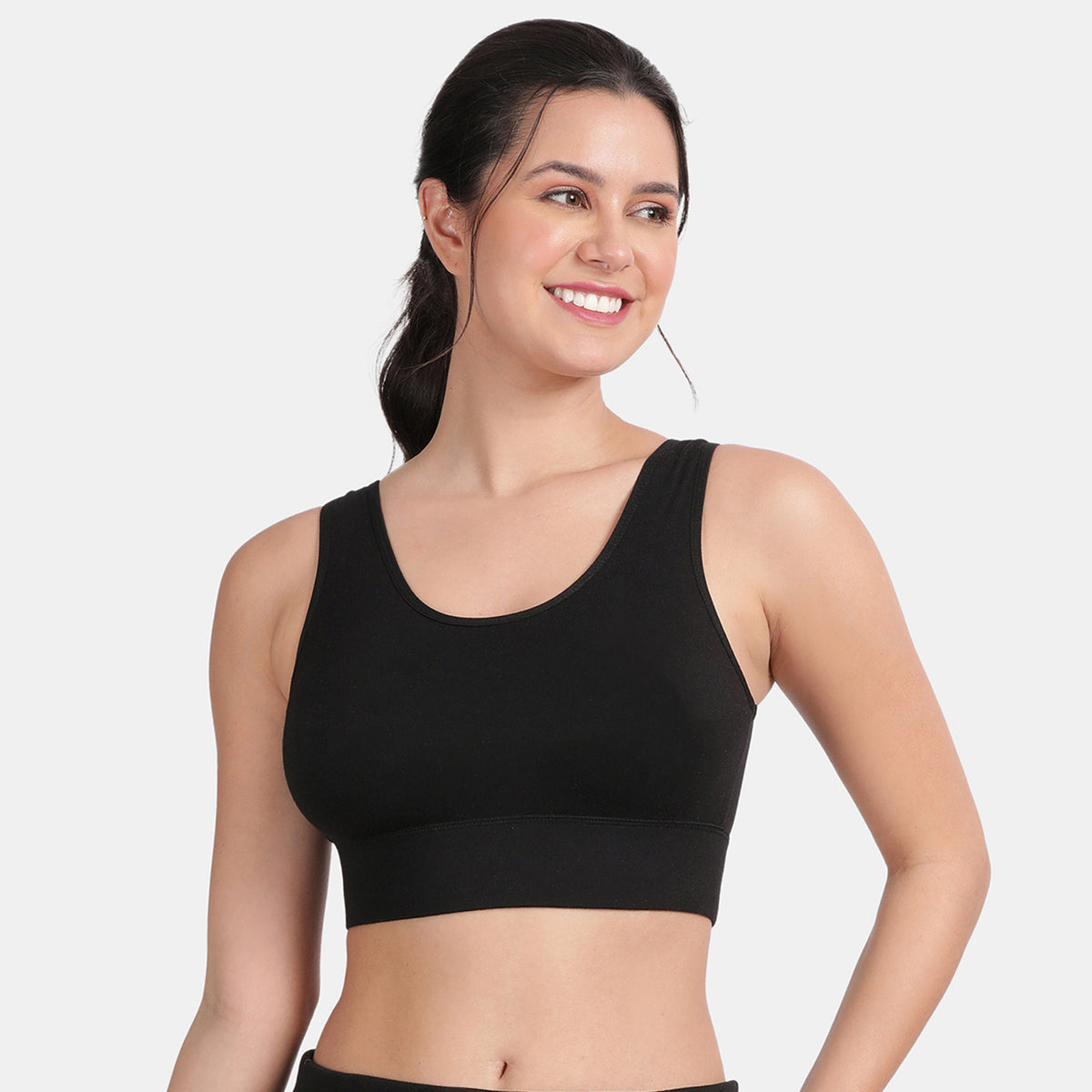 Envie Padded Non-Wired Full Coverage Sports Bra With Removable Padding - NVB1127 (Black)
