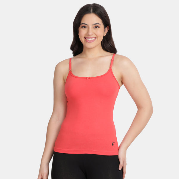 Envie Pack of 2 Regular Fit Round Neck Short Length Basic Camisole - NVC3001 (Coral Red)