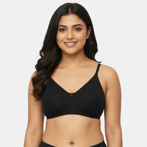 Seamless black minimiser bra Envie 3/4th coverage non wired lightweight smooth finish bra for women