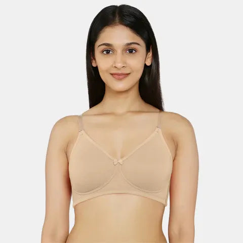 Nude non padded minimiser bra Envie non wired 3/4th coverage cotton spandex bra