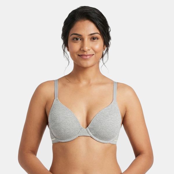 Envie Padded Wired 3/4th Coverage Demi Cup Bra (Pack of 2) - NVBDEMI (Grey Melange)