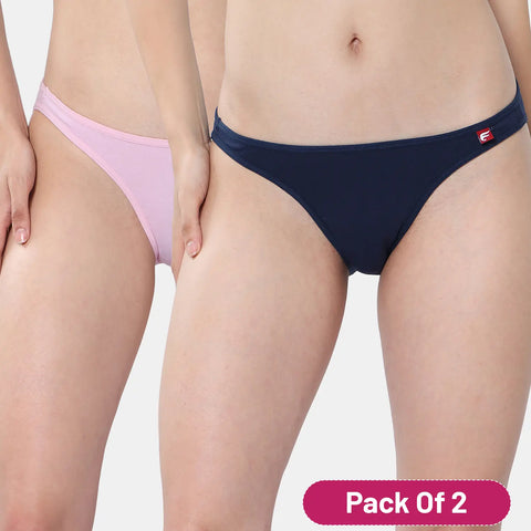 Envie Low Rise Half Coverage Bikini (Pack of 2) - NVP2055 (Black Pink)
