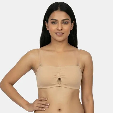 Seamless nude bandeau bra Envie medium coverage transparent back lightweight invisible fashion bra for western outfits