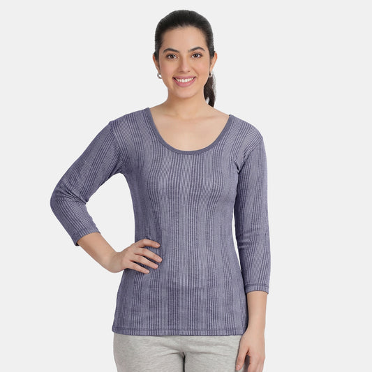 Envie Regular Fit 3/4th Sleeve Thermal Warmer - NVTHTM113 (Navy Melange)