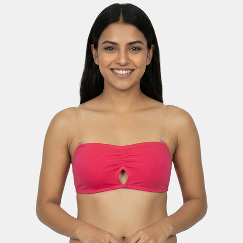 Envie Medium Coverage Bandeau Bra with Transparent Back- NVB1141 (Rosebite)