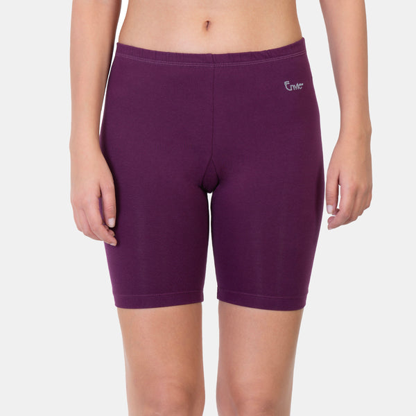 Envie Pack of 2 Hugged Fit Thigh Length Cycling Shorts - NVS5019 (Plum)