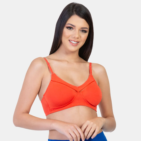 Envie NVB1005 Black and Coral Red Full Coverage Non-Padded Minimizer Bra Pack of 2