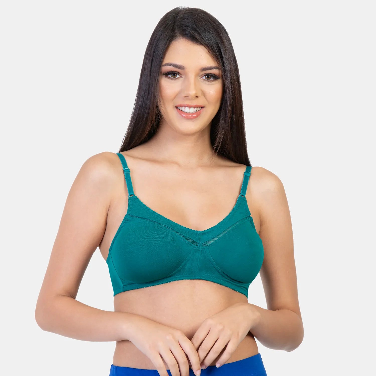 Envie NVB1005 Black and Green Full Coverage Non-Padded Minimizer Bra Pack of 2