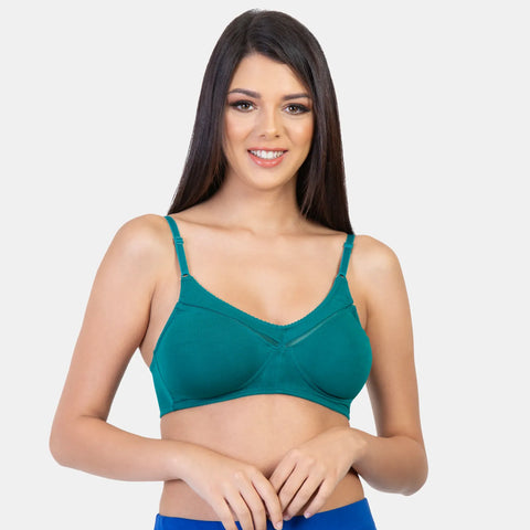 Envie NVB1005 Black and Green Full Coverage Non-Padded Minimizer Bra Pack of 2