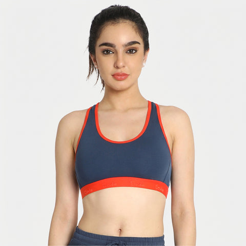 Envie Non-Padded Non-Wired Full Coverage Sports Bra - NVB1016 (Denim Fiesta)