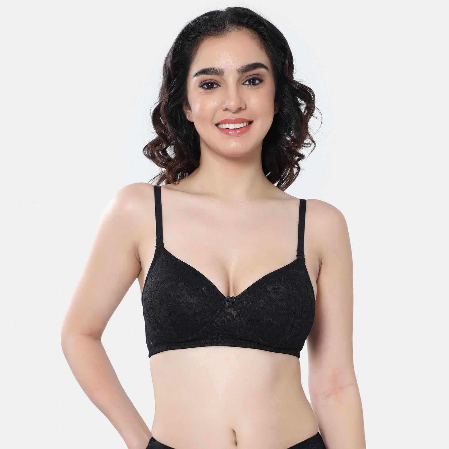 Envie Padded Non-Wired 3/4th Coverage T-Shirt Lace Bra - NVB1118