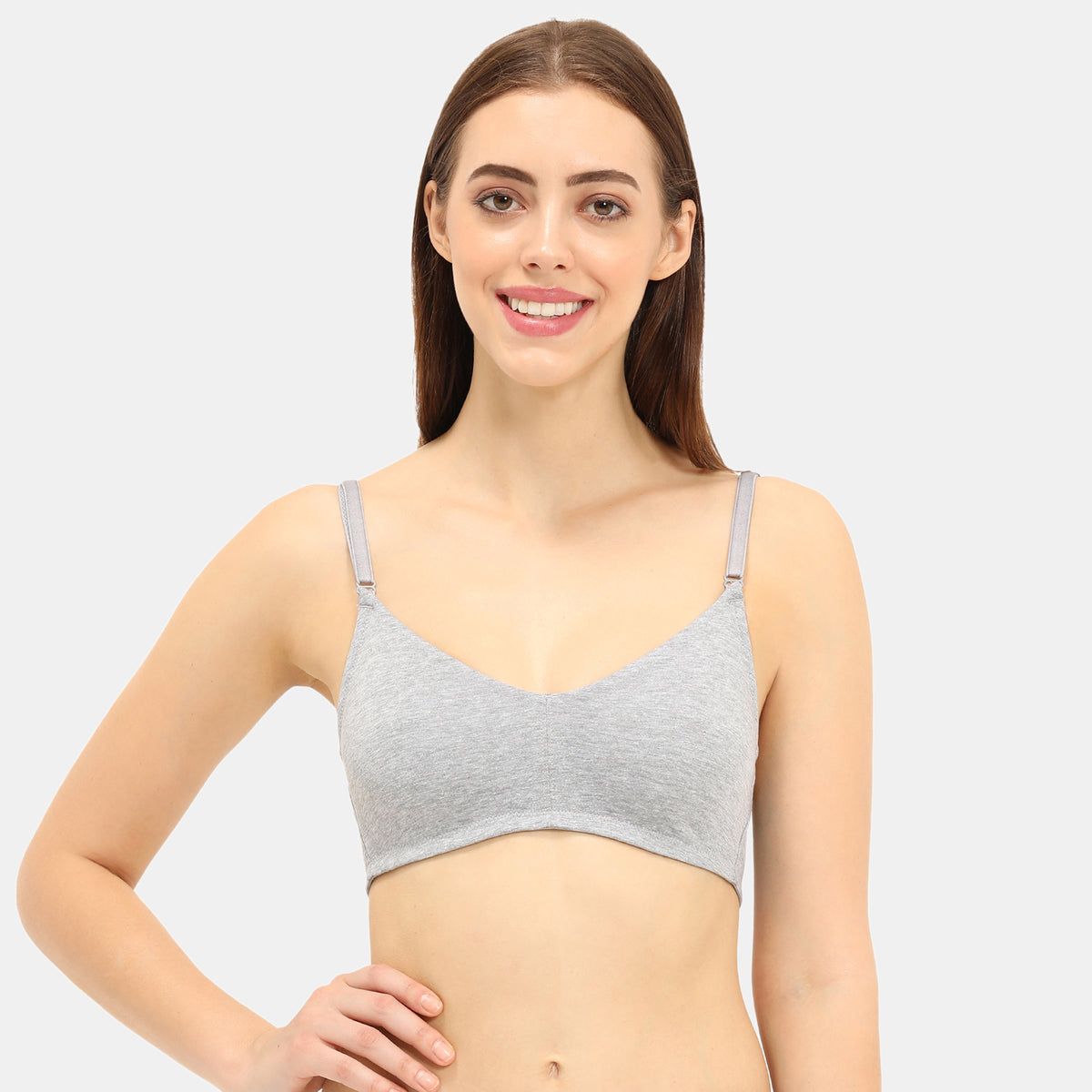 Envie Non-Padded Non-Wired Full Coverage T-Shirt Bra - NVB1084 (Grey Melange)