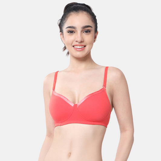 Envie Padded Non-Wired 3/4th Coverage T-Shirt Bra - NVB1007 (Coral Red)