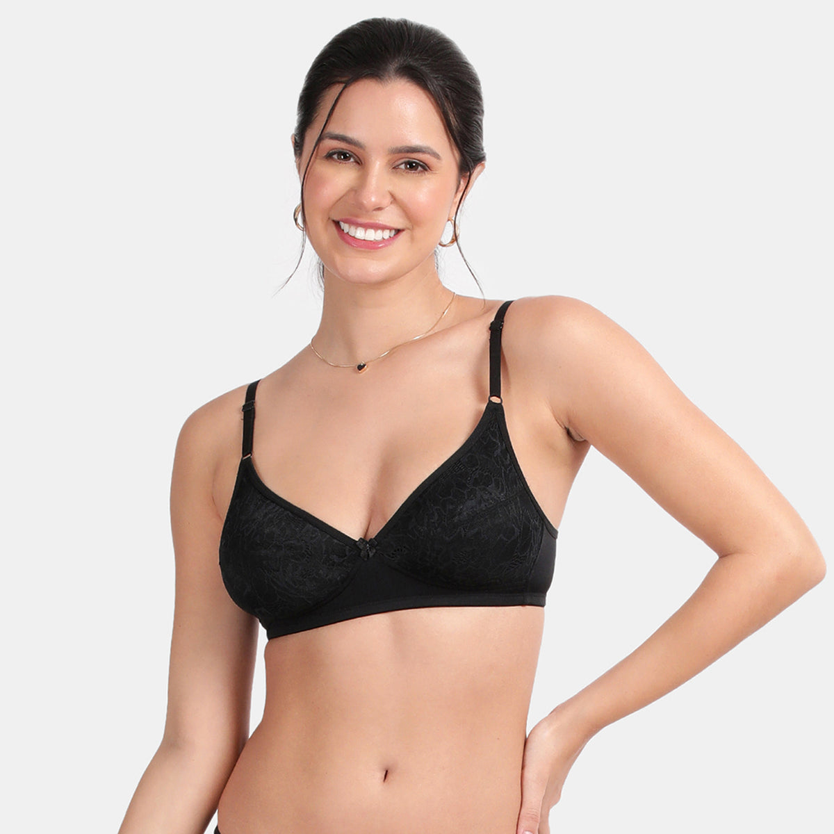 Envie Non-Padded Non-Wired 3/4th Coverage Lace Bra - NVB1133 (Black)