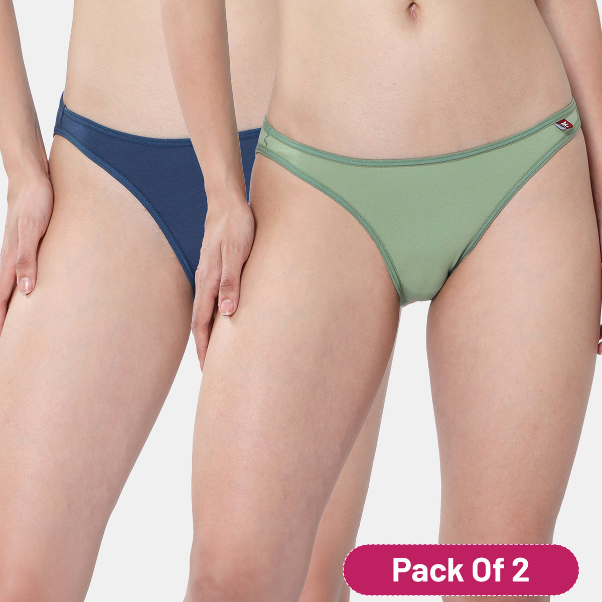 Envie Low Rise Half Coverage Bikini (Pack of 2) - NVP2055 (Green Denim)