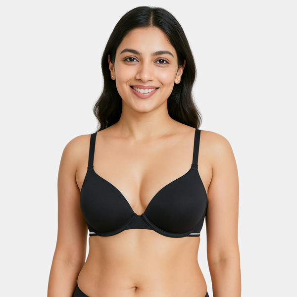 Envie Padded Wired 3/4th Coverage Demi Cup Bra (Pack of 2) - NVBDEMI (Black - Dark Purple)