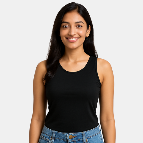 Envie Regular Fit U Neck Short Length Camisole Tank Top - NVC3033 (Black)