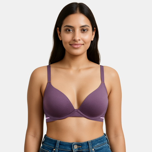 Envie Padded Wired Demi Cup Bra (Pack of 3) - NVBDEMI (Grey Melange -Black- Dark Purple)