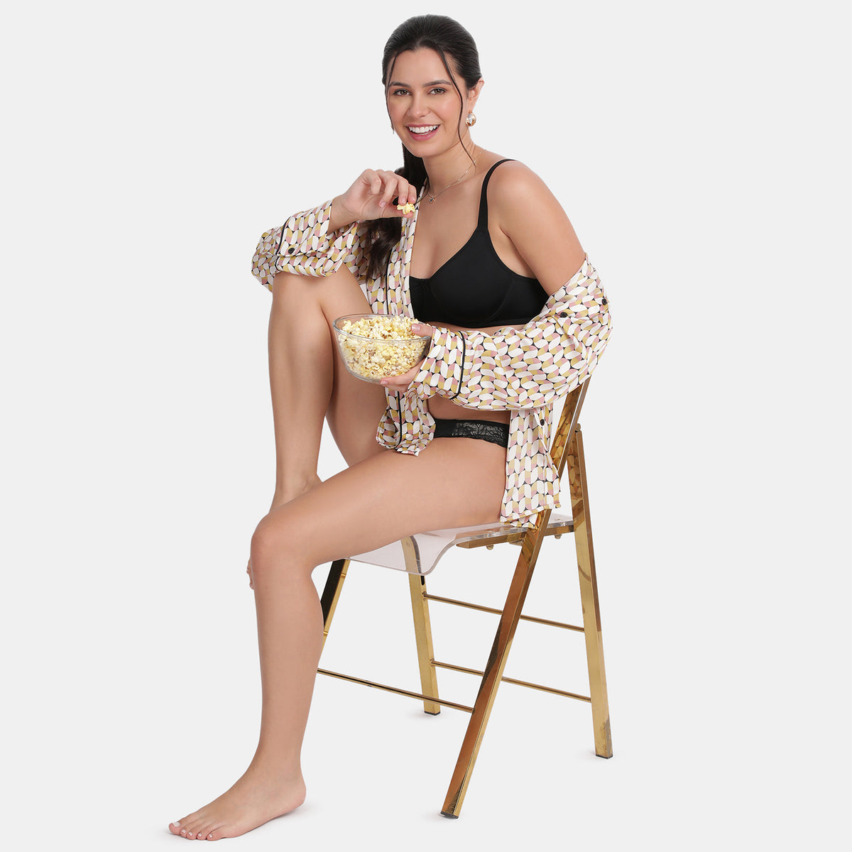 Envie Non-Padded Wired 3/4th Coverage T-Shirt Bra With Low Rise Half Rear Coverage Bikini - ST1132-2060NVY