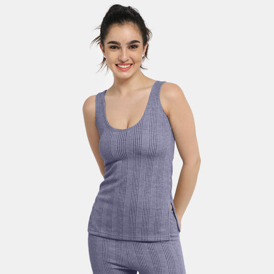 Envie Regular Fit Scoop Neck Thermal Tank Top - NVTHTM112 (Navy Melange)