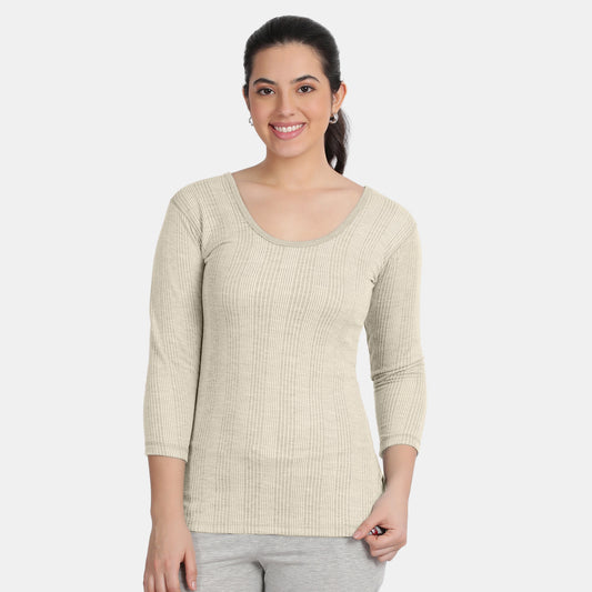Envie Regular Fit 3/4th Sleeve Thermal Warmer - NVTHTM113 (Grey Melange)
