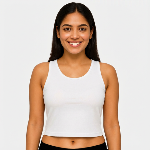 Envie Regular Fit U Neck Short Length Camisole Tank Top - NVC3033 (White)