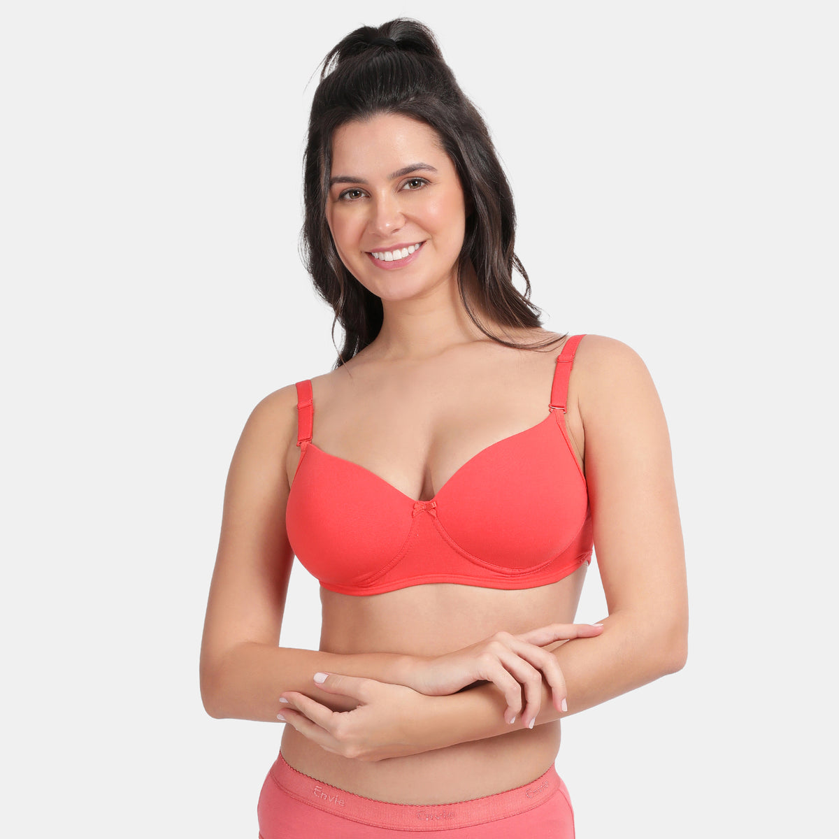 Envie Padded Non-Wired 3/4th Coverage Backless Bra - NVB1121 (Coral Red)