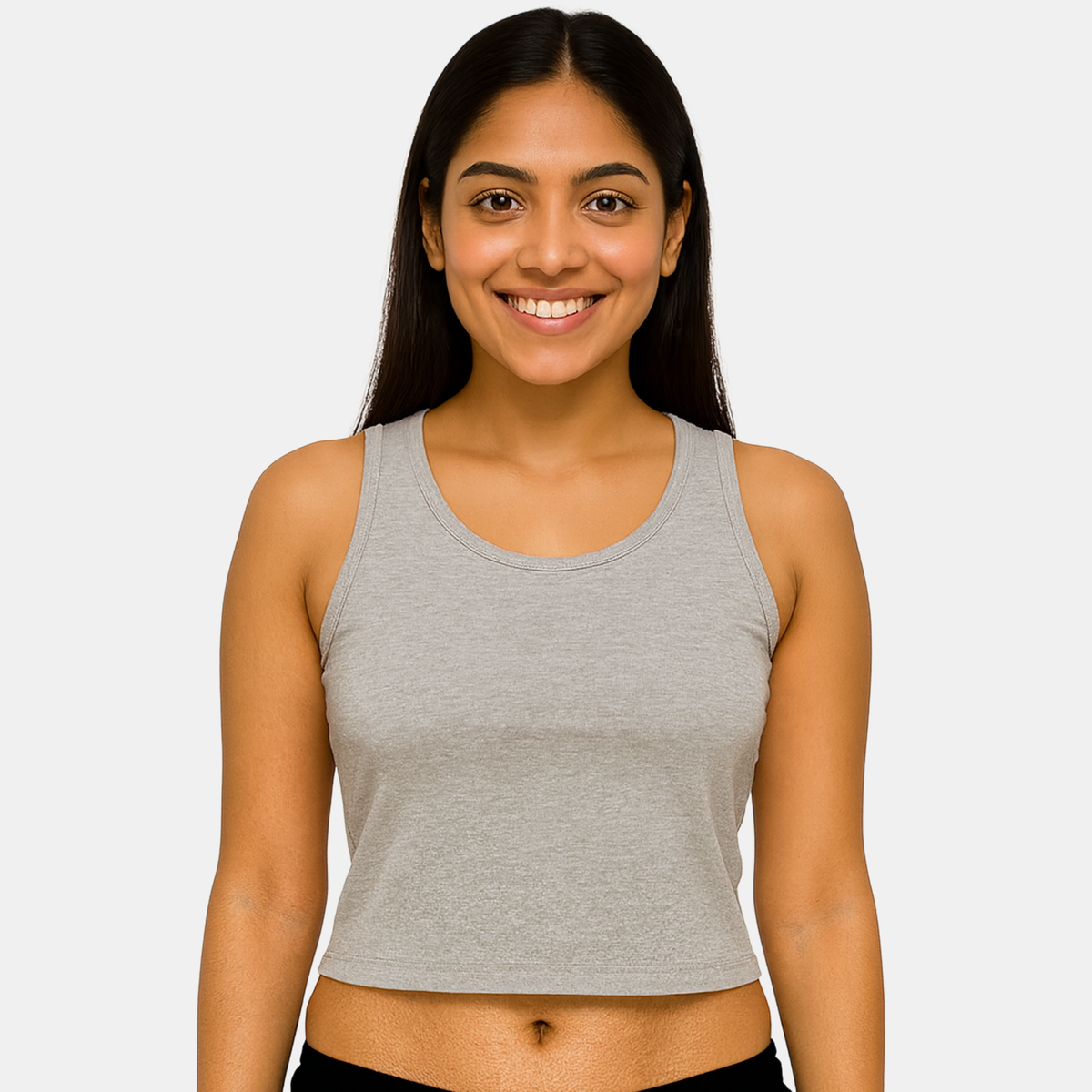 Envie Regular Fit U Neck Short Length Camisole Tank Top - NVC3033 (Grey Melange)