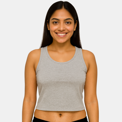 Envie Regular Fit U Neck Short Length Camisole Tank Top - NVC3033 (Grey Melange)