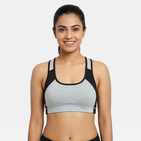 Envie Padded Non-Wired Full Coverage Sports Bra - NVB1051 (Grey Melange)