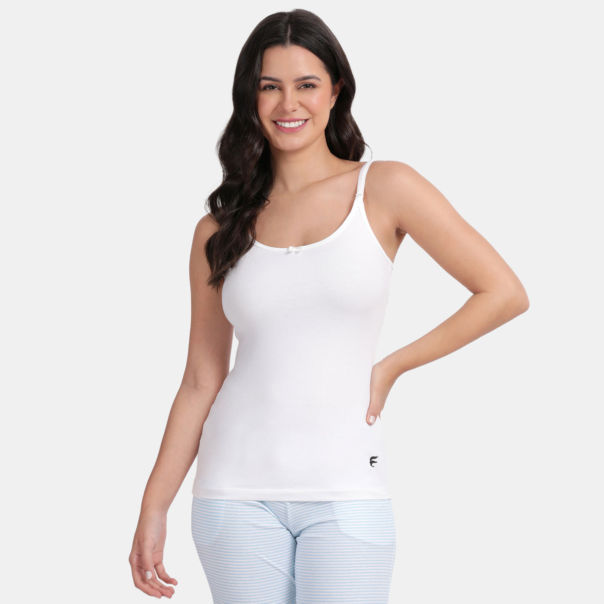 Envie Relaxed Fit Scoop Neck Short Length Camisole - NVC3010 (White)
