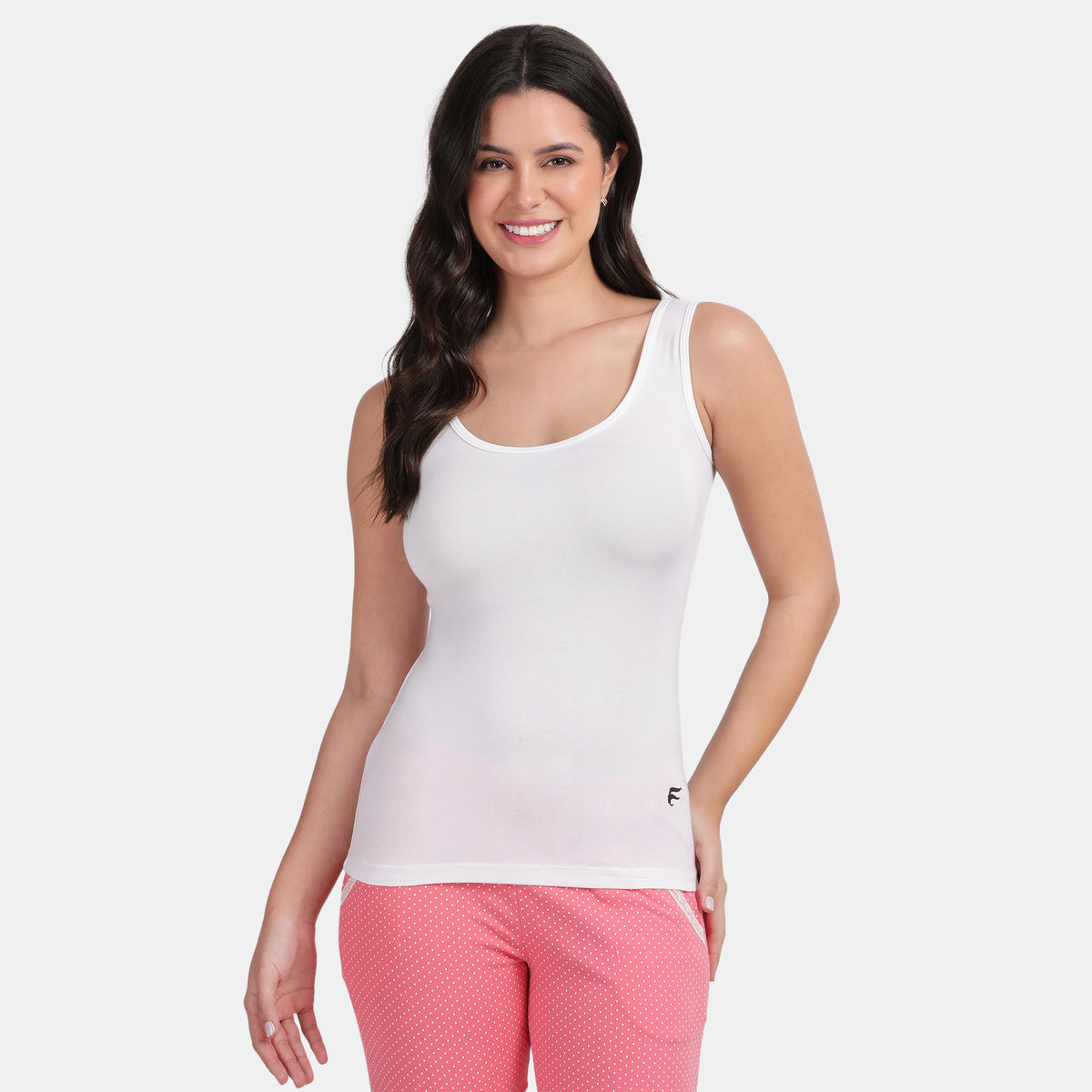 Envie Regular Fit U-Neck Short Length Tank Top - NVC3006 (White)