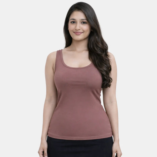 Envie Regular Fit U-Neck Short Length Tank Top - NVC3035 (Old Rose)