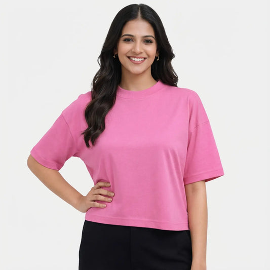 Envie Relaxed Fit Short Sleeve T-Shirt - NVTS1002 (Pink)