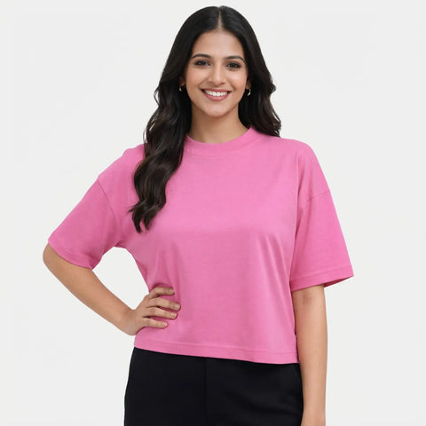 Envie Relaxed Fit Short Sleeve T-Shirt - NVTS1002 (Pink)