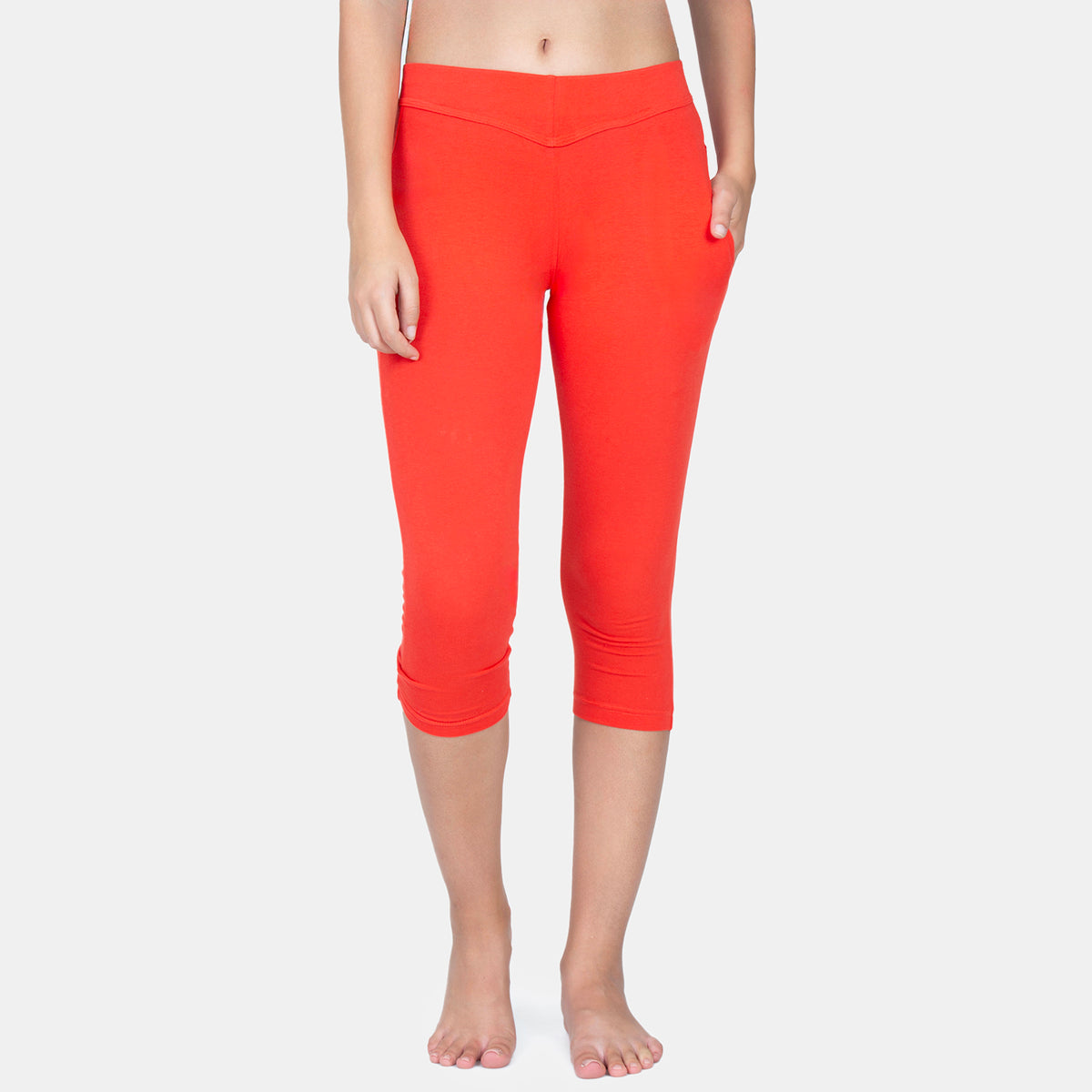 Envie Hugged Fit 3/4th Length Capri - NVCP6011 (Coral Red)