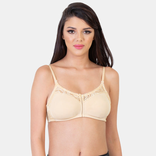 Envie Non-Padded Non-Wired Full Coverage Minimiser Lace Bra - NVB1034 (Nude)