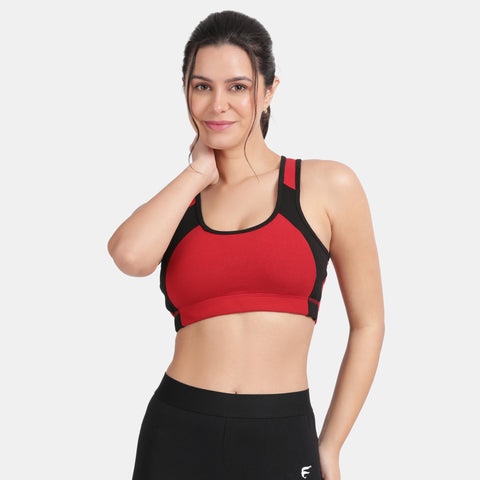 Envie Padded Non-Wired Full Coverage Sports Bra - NVB1051 (Maroon Black)