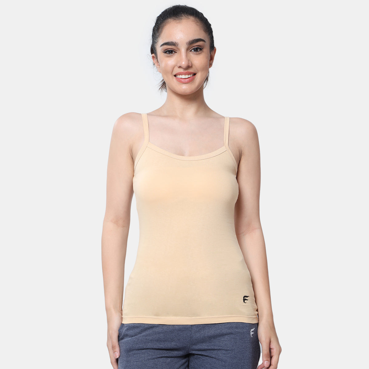 Envie Regular Fit Round Neck Short Length Basic Camisole - NVC3021 (Nude)