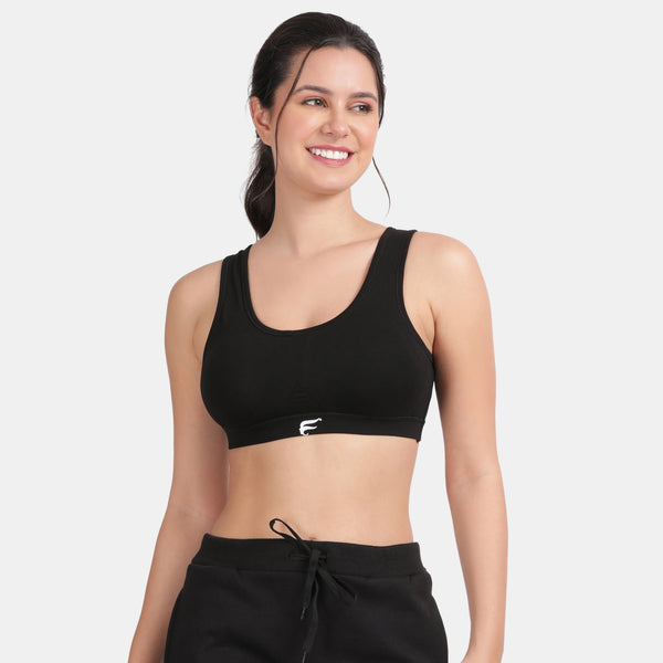 Envie Padded Non-Wired 3/4th Coverage Racerback Sports Bra - NVB1124 (Black)